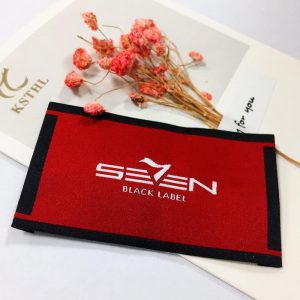 Red custom woven tag damask polyester label for garments bags