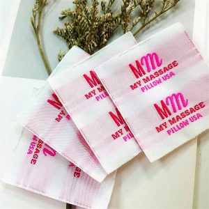 Wholesale satin clothing label damask woven tag for shirts