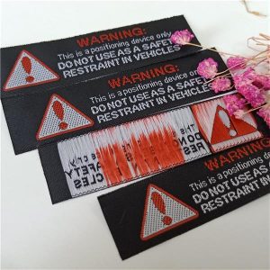 Warning label is woven tag polyester sewing clothing bags