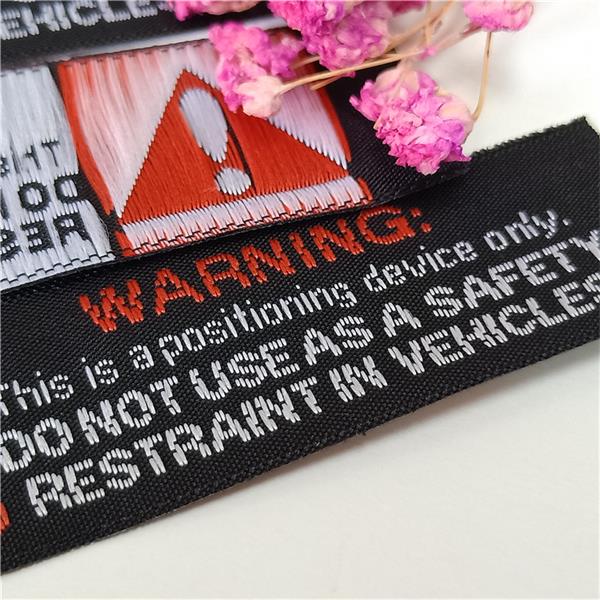 Warning label is woven tag polyester sewing clothing bags