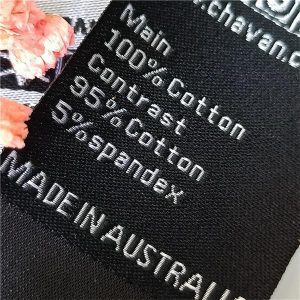 Black woven tag clothing polyester fabric labels damask care wash tag