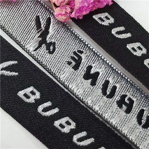 Wholesales Woven Black Neck End Fold Woven Customized Shinny Clothing Tag