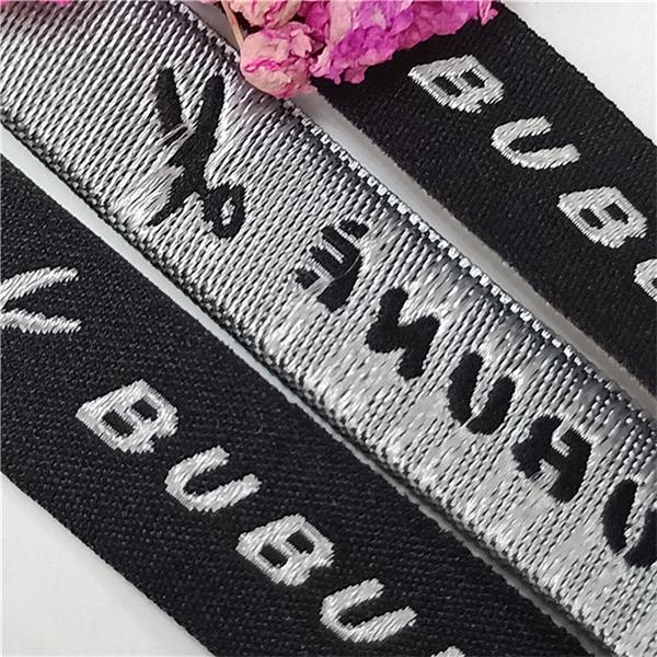 Wholesales Woven Black Neck End Fold Woven Customized Shinny Clothing Tag