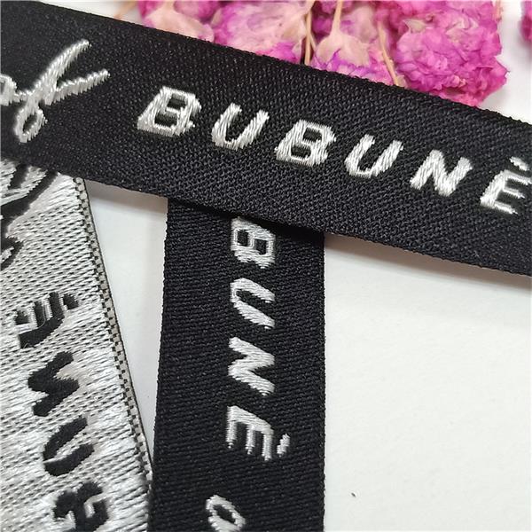 Wholesales Woven Black Neck End Fold Woven Customized Shinny Clothing Tag