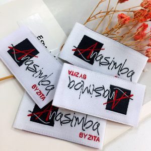 [KLB--101]Custom personal clothing tags fabric woven damask label for kids clothing