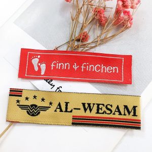 [KLB--087] Customizd Ultrasonic cut woven label garment label personal tags for clothes