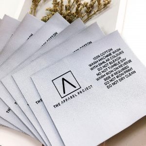 Update-2022 clothing tags cheap 100%Polyester Straight cut woven name labels for t-shirts