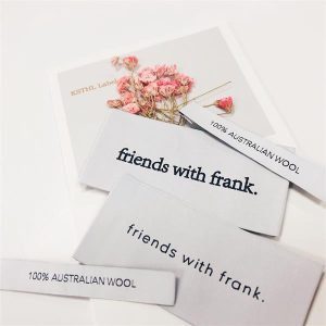 50D polyester brand logo woven label cheap wholesales clothing tags