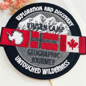 How to apply a woven patch custom 30D nice quality embroidery badge for uniform