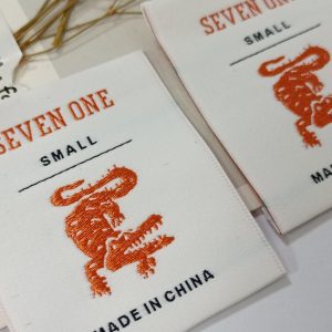 Update--2024 High quality custom woven brand tag woven garment labels damask woven label for clothing shoes and textlie