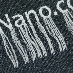 Update--2024designer woven recycled durable label China custom private clothing damask woven tag for jacket garments